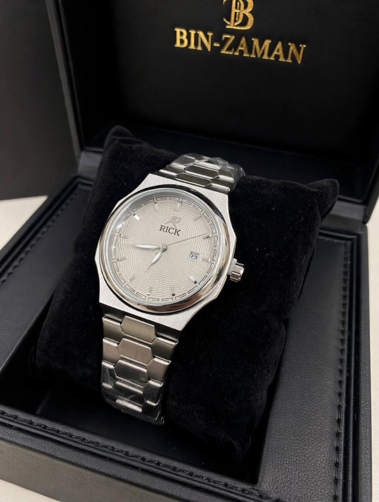 RICK Classic Edition – Premium Integrated Steel Watch for Men (Black & Silver)