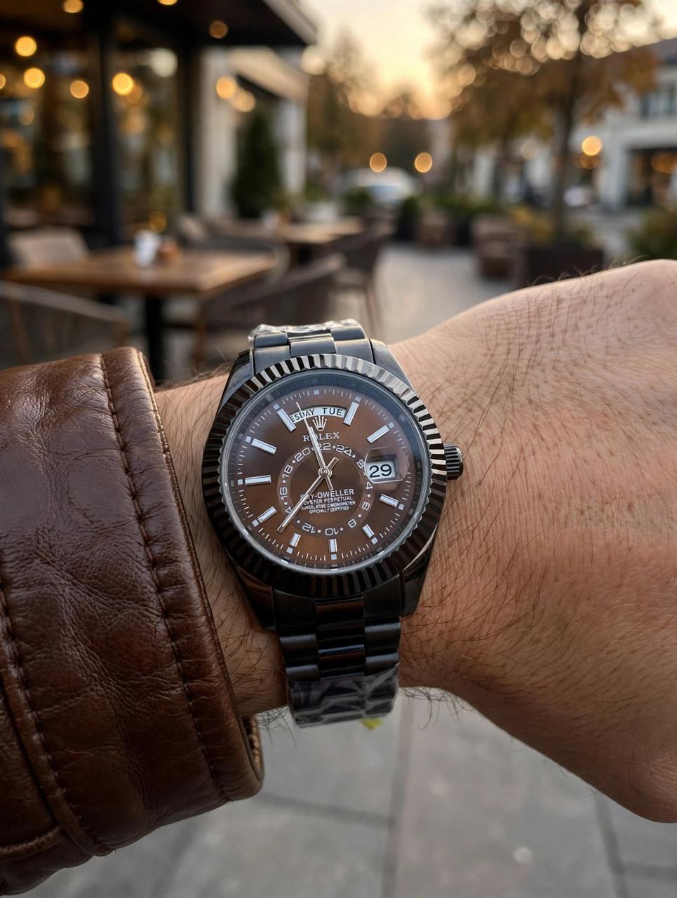BIN-ZAMAN Luxury Black & Brown Dial Watch for Men