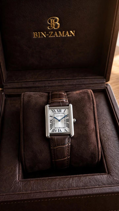 Bin-Zaman "Tank" Vintage Edition – Classic Rectangular Leather Watch