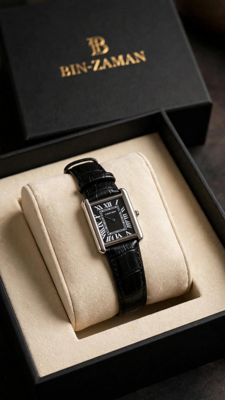Bin-Zaman "Tank" Vintage Edition – Classic Rectangular Leather Watch