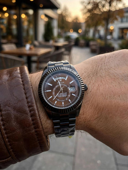 BIN-ZAMAN Luxury Black & Brown Dial Watch for Men