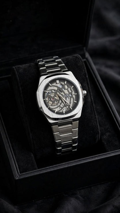 RICK 2 Skeleton Edition – Luxury Silver Mechanical Style Watch for Men