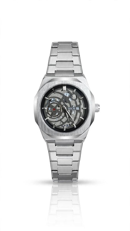 RICK 2 Skeleton Edition – Luxury Silver Mechanical Style Watch for Men